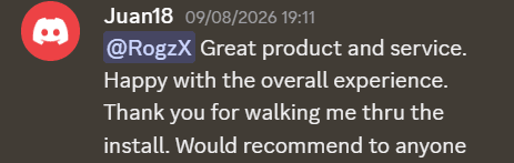 Discord vouch from a RogzX customer