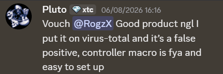 Discord vouch from a RogzX customer