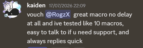 Discord vouch from a RogzX customer