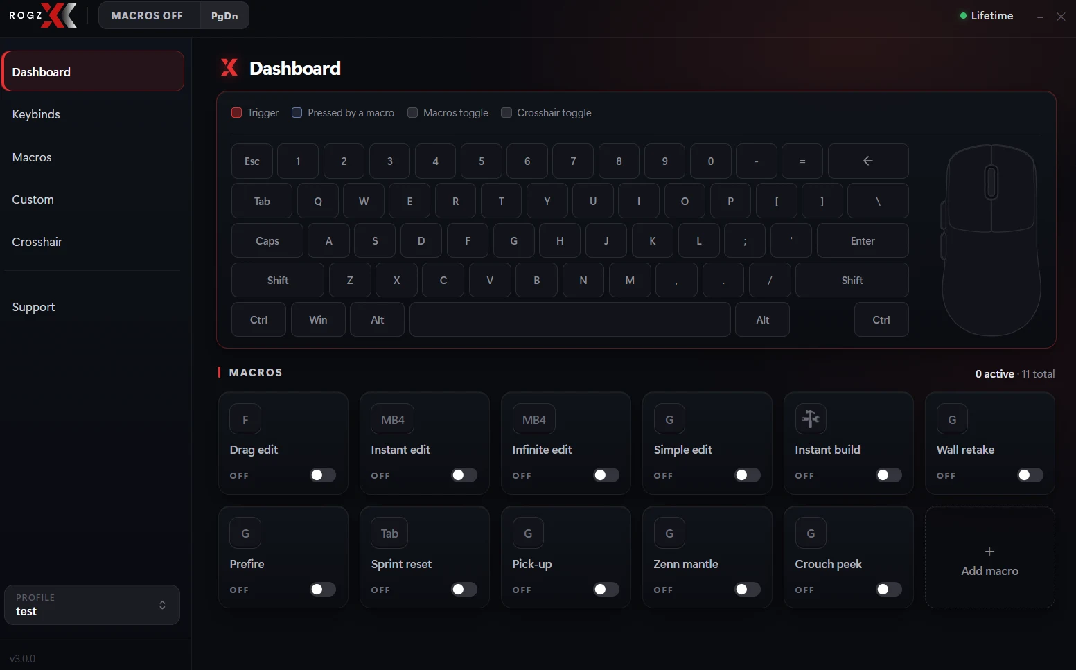 RogzX KBM macro app, the V3 dashboard